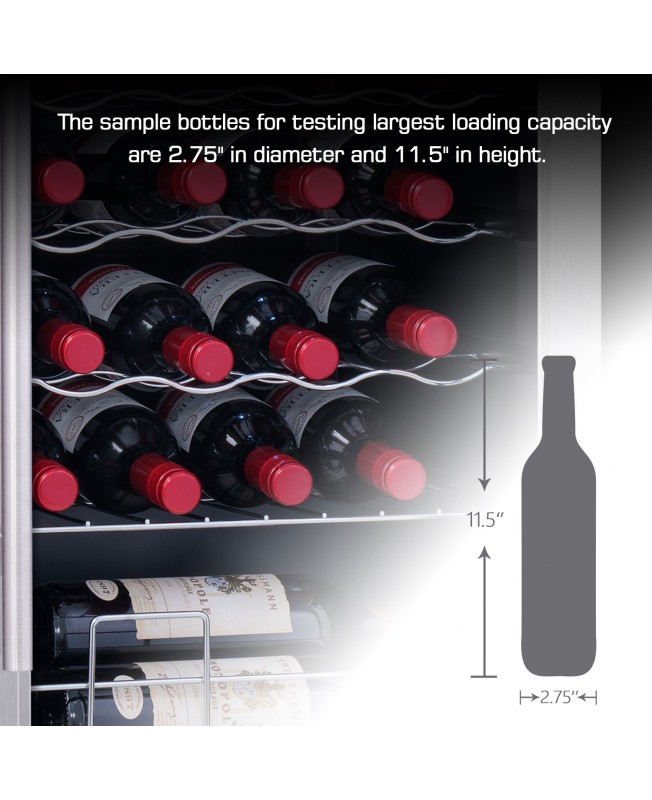 Kalamera 24 Bottle Wine Cooler 2.4 Cu.ft Free Standing 24 Bottle Wine Fridge with Glass Door